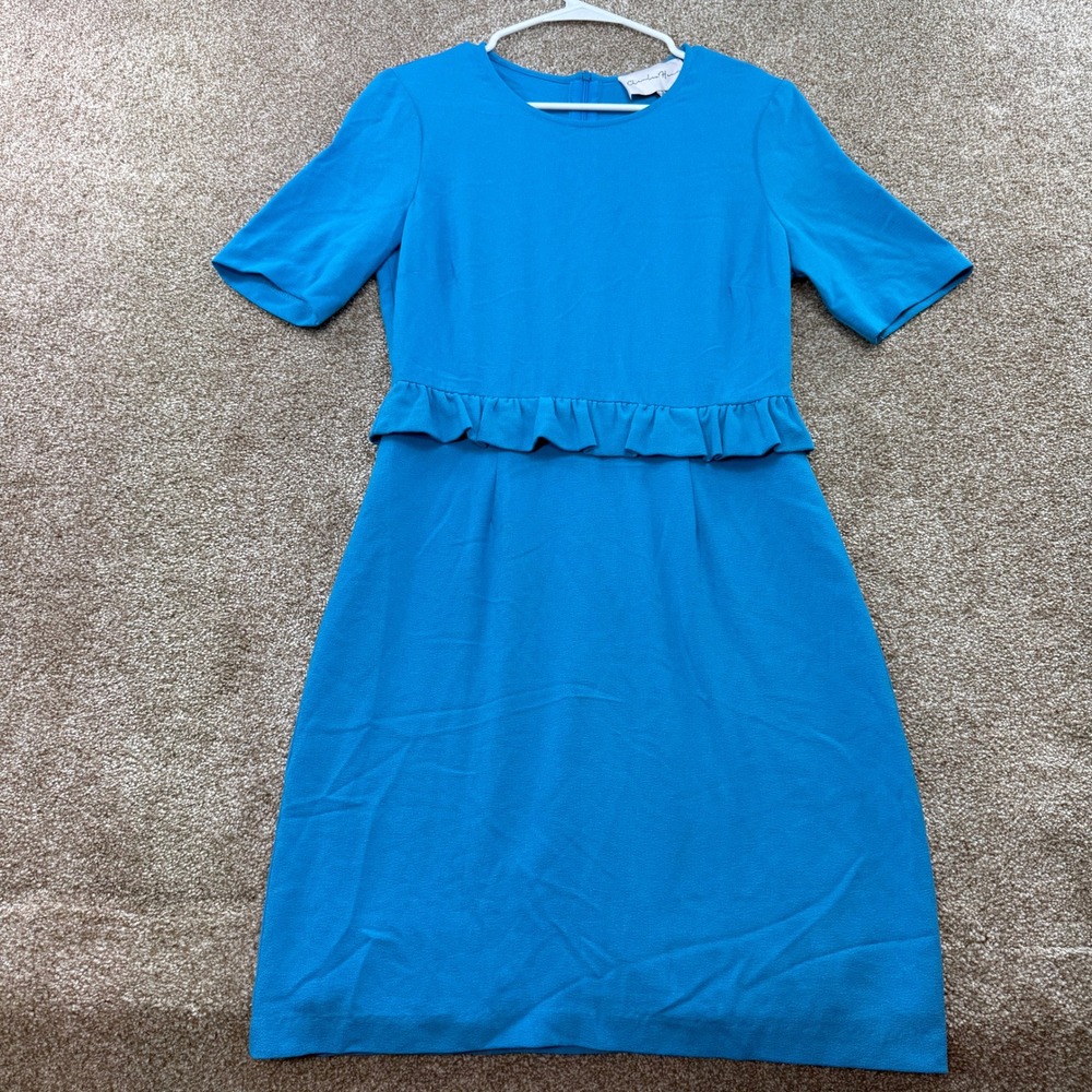 Charles Henry Blue Ruffle Peplum Short Sleeve Sheath Dress Womens Small Wedding